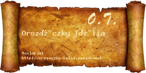 Orszáczky Tália névjegykártya